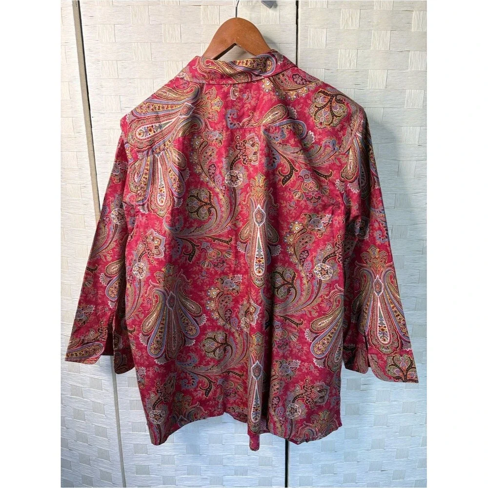 Chaps Floral Button Down Blouse Women’s Size XL 100% Cotton